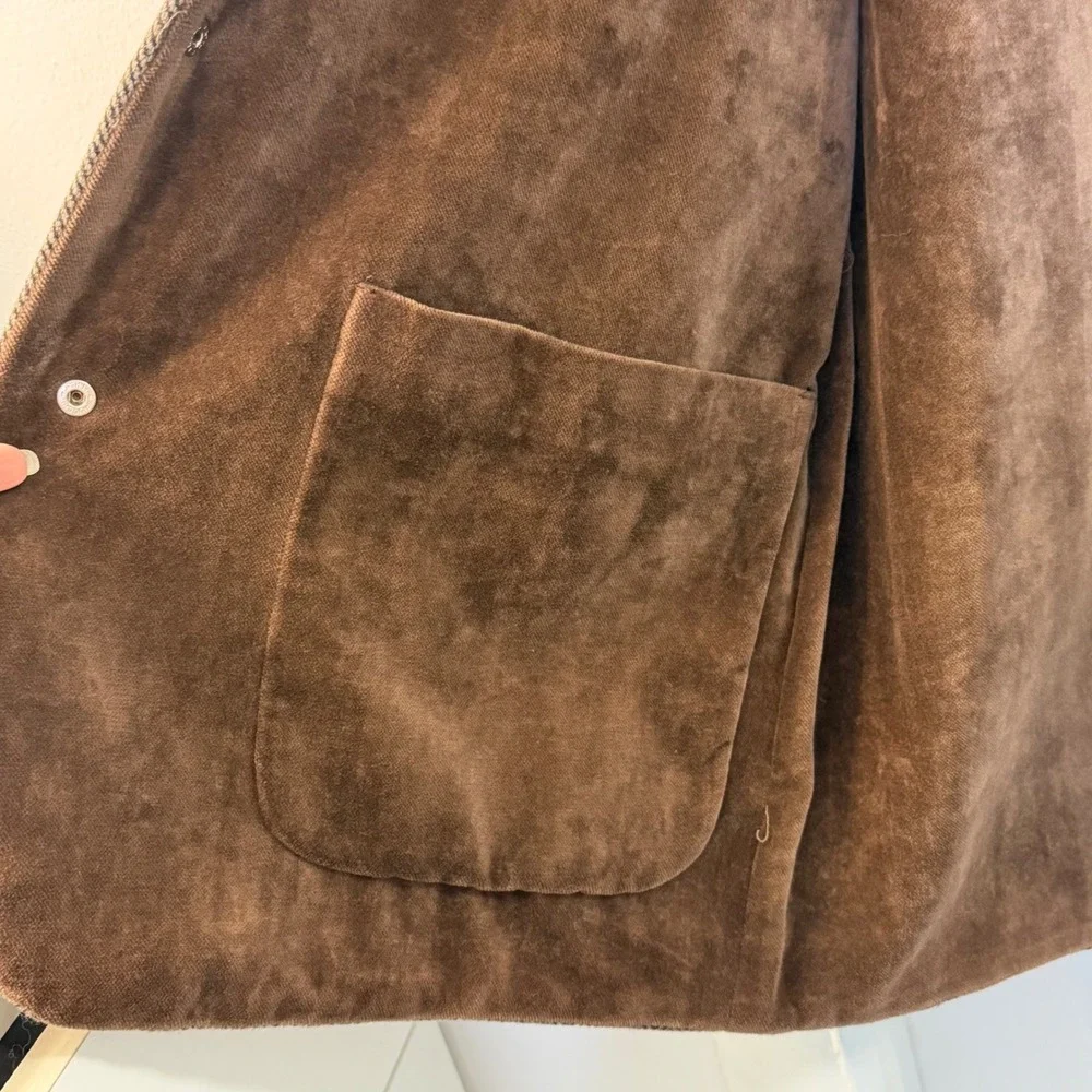 TRUSSARDI JEANS Wool Blend Herringbone Reversible Jacket Coat M Made in Italy‎